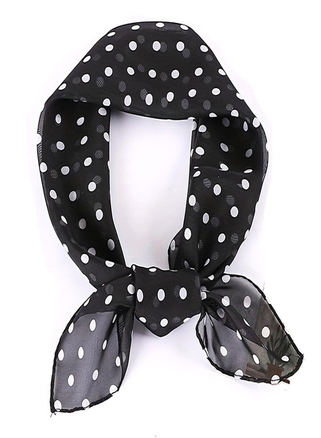 CXQRR 50s Chiffon Polka Dot Print Scarf Elegant Casual Square Scarf for Women 23.5" x 23.5" - Image 1